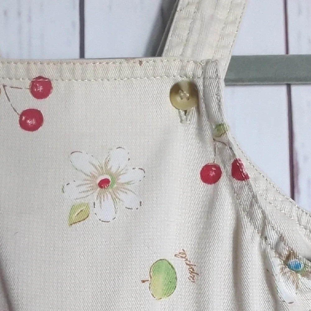 Vintage 90's OshKosh Apple Orchard Cherry‎ Daisy Baby Overalls 6-9 Months RARE